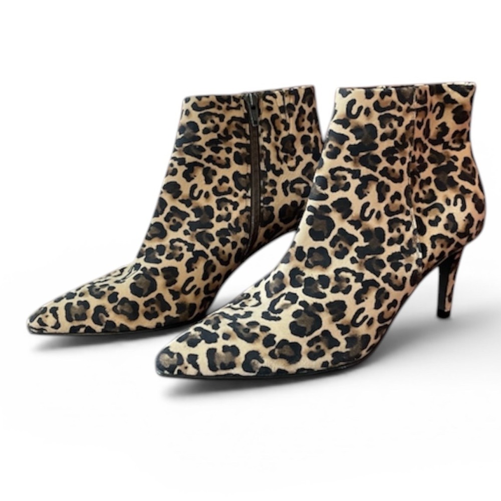 Kennel & Schmenger Ankle Boots Women 8.5 Leopard Print Suede Leather Kitten Heel
